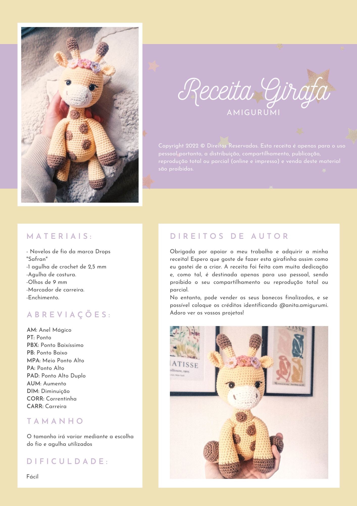 Receita da Girafa (amigurumi)
