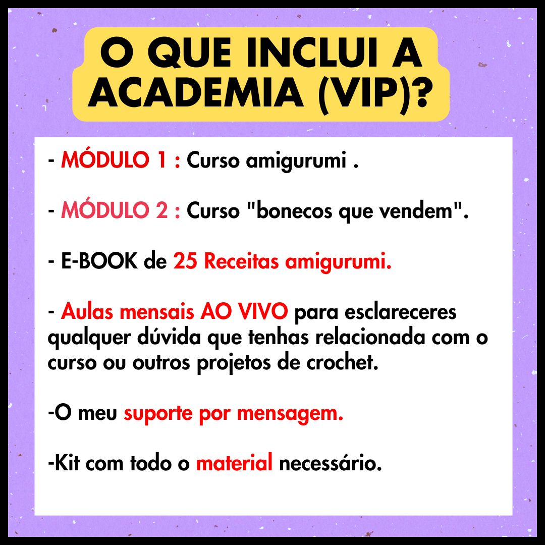 Academia amigurumi🌟Acesso VIP