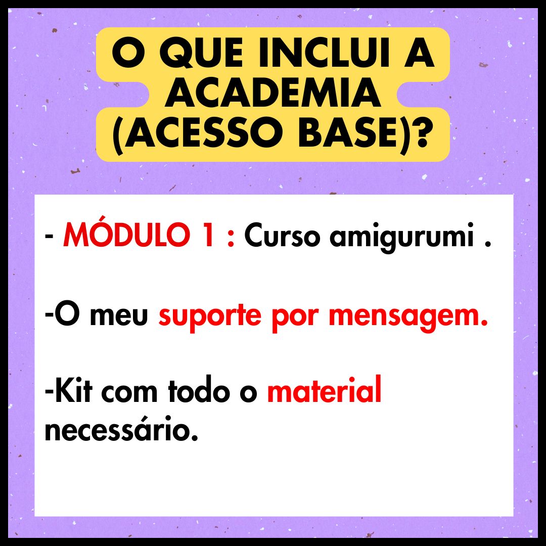 Academia amigurumi🌟Acesso BASE