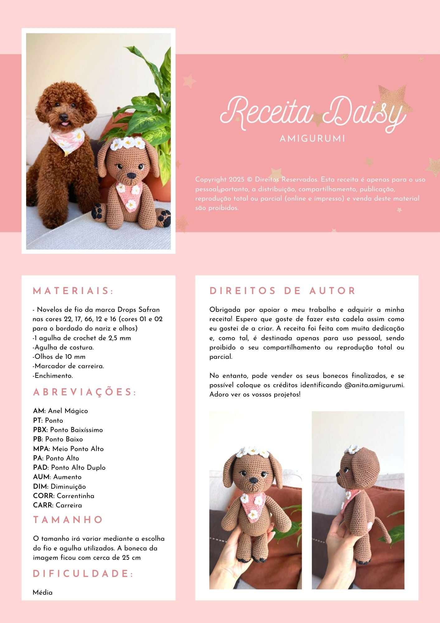 Receita da cadela Daisy (amigurumi)