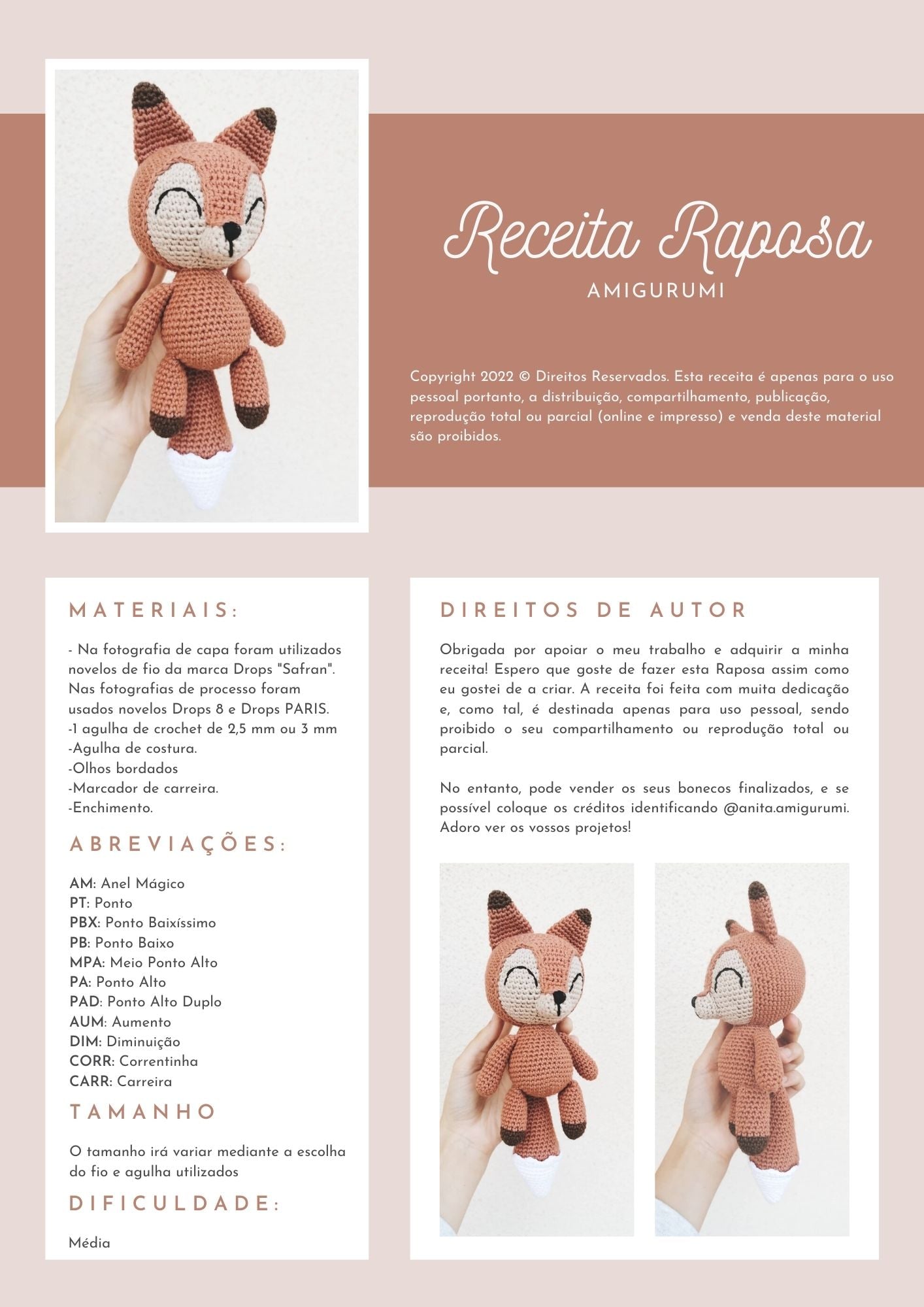Receita da Raposa (amigurumi)