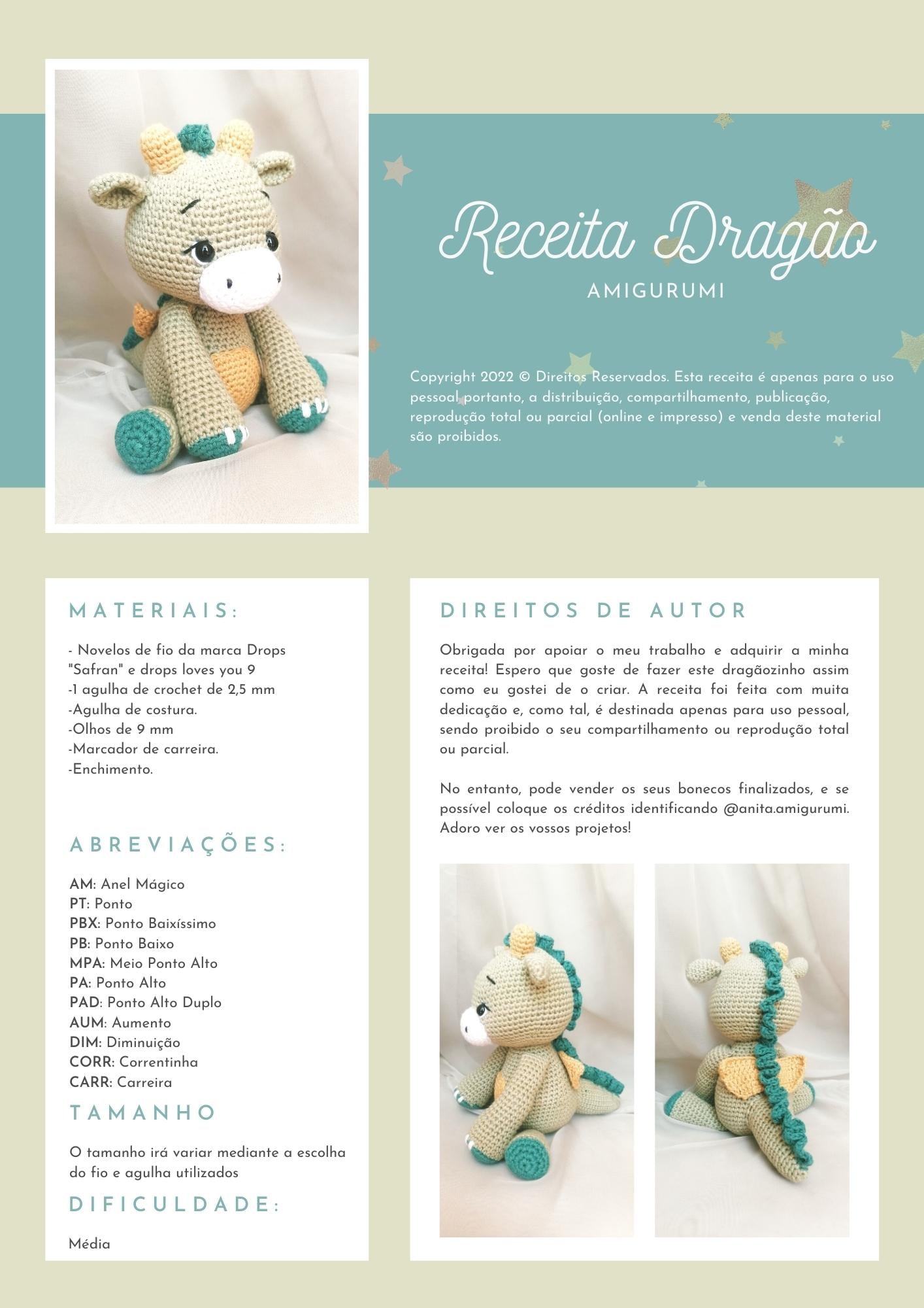 Receita do dragão (amigurumi)